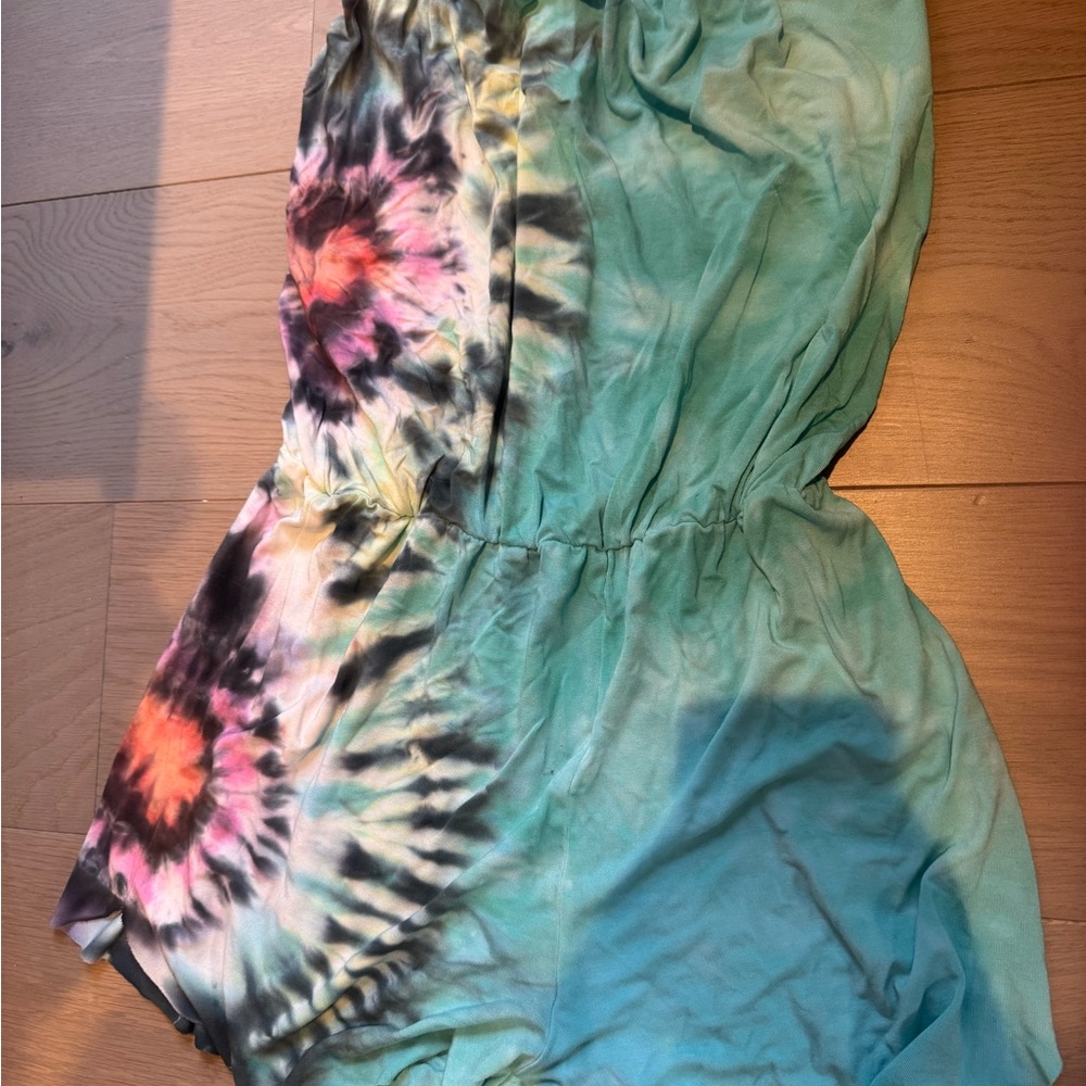 Brightly Twisted Tie-Dye shorts romper